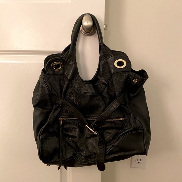 Anna Corinna large black leather shoulder bag - Picture 1 of 2